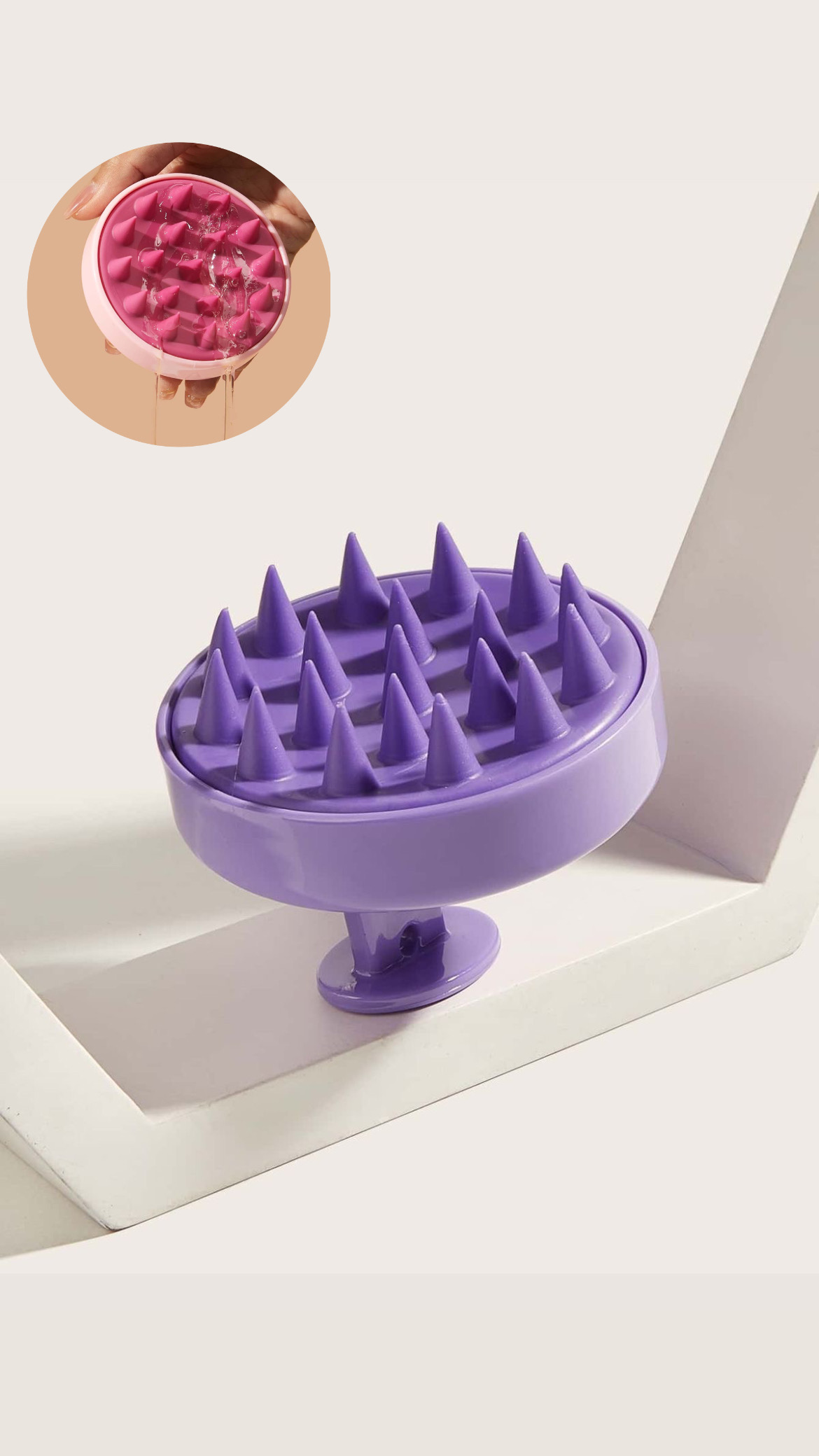 برس ماساژور مو و سرشور سیلیکونی دسته دار طرح انگشتی